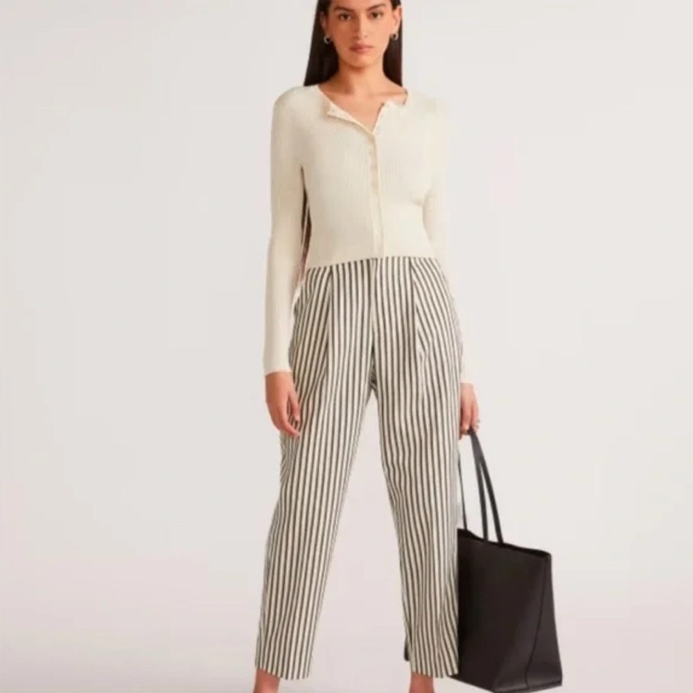 EVERLANE The TENCELT™ Way-High® Tapered Pant White Striped